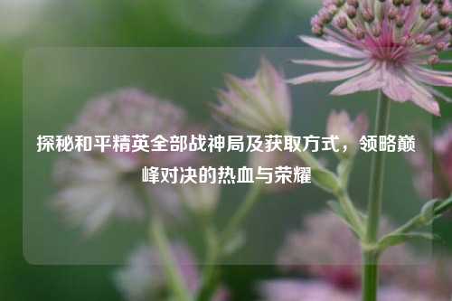 探秘和平精英全部战神局及获取方式，领略巅峰对决的热血与荣耀