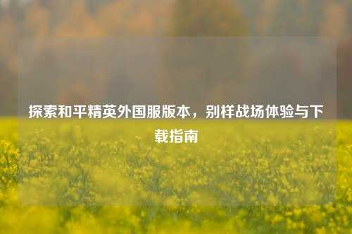 探索和平精英外国服版本，别样战场体验与下载指南