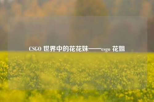 CSGO 世界中的花花妹——csgo 花姐