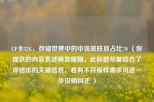 CF卡32G，存储世界中的中流砥柱且占比70 （你提供的内容表述稍显模糊，此标题尽量结合了你给出的关键信息，若有不符原样需求可进一步说明纠正 ）