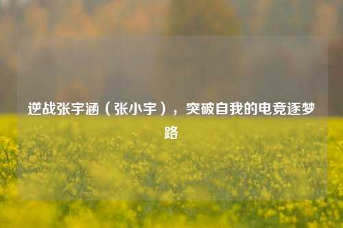 逆战张宇涵（张小宇），突破自我的电竞逐梦路