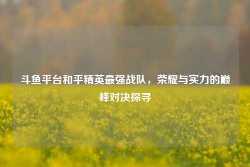 斗鱼平台和平精英最强战队，荣耀与实力的巅峰对决探寻