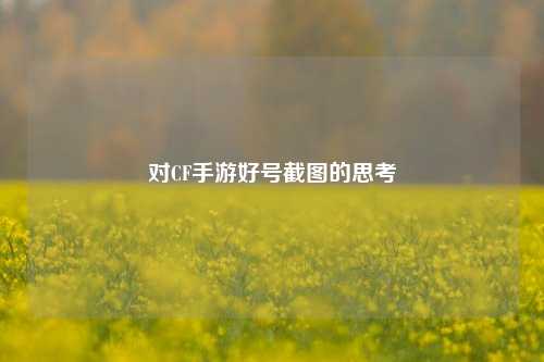 对CF手游好号截图的思考