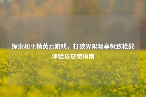 探索和平精英云游戏，打破界限畅享极致枪战体验及安装指南