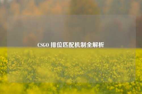 CSGO 排位匹配机制全解析