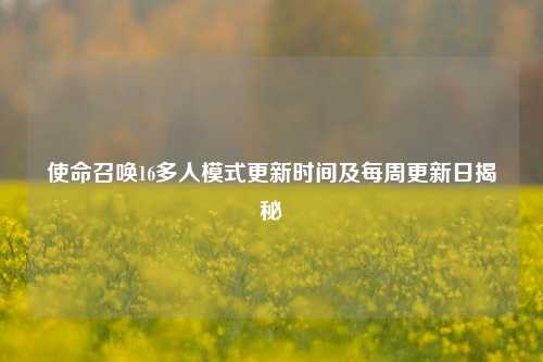 使命召唤16多人模式更新时间及每周更新日揭秘