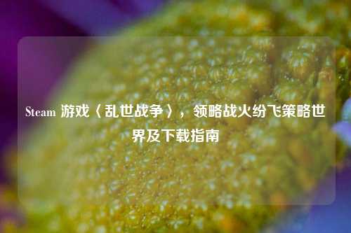 Steam 游戏〈乱世战争〉，领略战火纷飞策略世界及下载指南