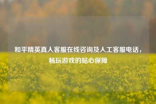 和平精英真人客服在线咨询及人工客服电话，畅玩游戏的贴心保障