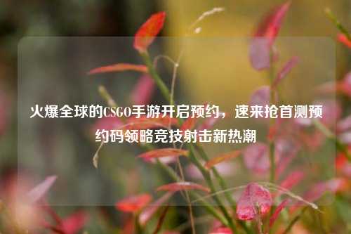 火爆全球的CSGO手游开启预约，速来抢首测预约码领略竞技射击新热潮