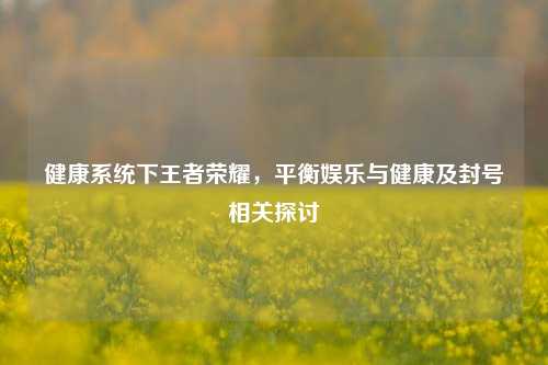 健康系统下王者荣耀,平衡娱乐与健康及封号相关探讨