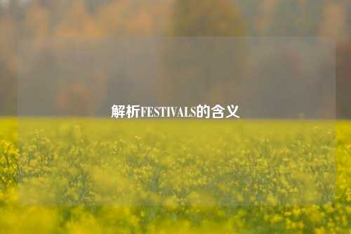 解析FESTIVALS的含义