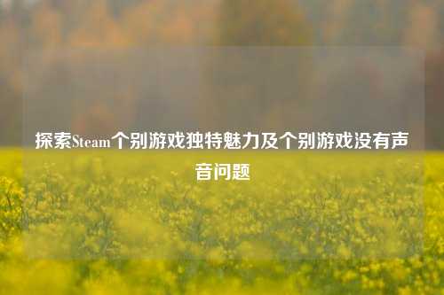 探索Steam个别游戏独特魅力及个别游戏没有声音问题