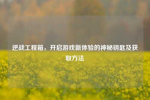 逆战工程箱，开启游戏新体验的神秘钥匙及获取方法