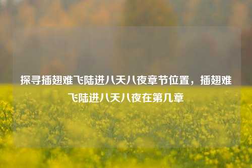 探寻插翅难飞陆进八天八夜章节位置，插翅难飞陆进八天八夜在第几章