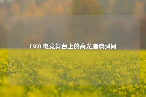 CSGO 电竞舞台上的高光璀璨瞬间