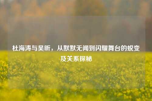 杜海涛与吴昕，从默默无闻到闪耀舞台的蜕变及关系探秘