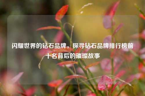 闪耀世界的钻石品牌，探寻钻石品牌排行榜前十名背后的璀璨故事