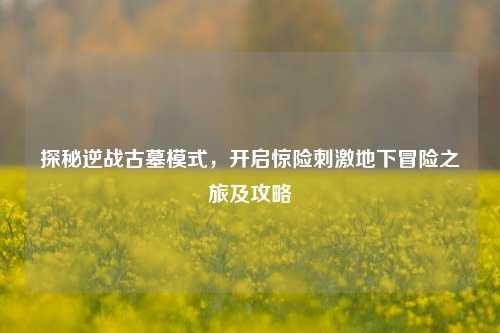 探秘逆战古墓模式，开启惊险刺激地下冒险之旅及攻略
