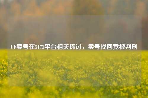 CF卖号在5173平台相关探讨,卖号找回竟被判刑