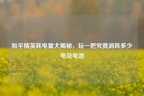 和平精英耗电量大揭秘,玩一把究竟消耗多少电及电池
