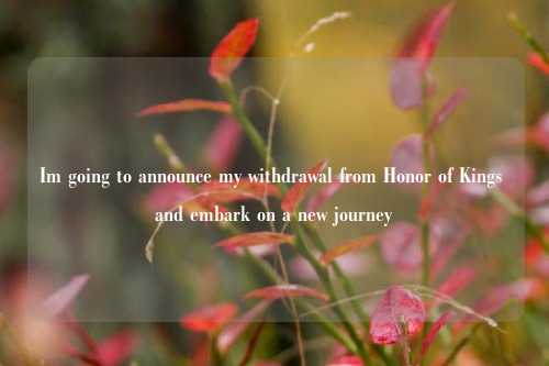 Im going to announce my withdrawal from Honor of Kings and embark on a new journey
