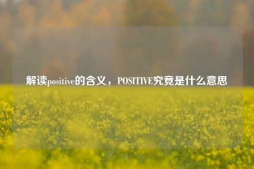 解读positive的含义，POSITIVE究竟是什么意思