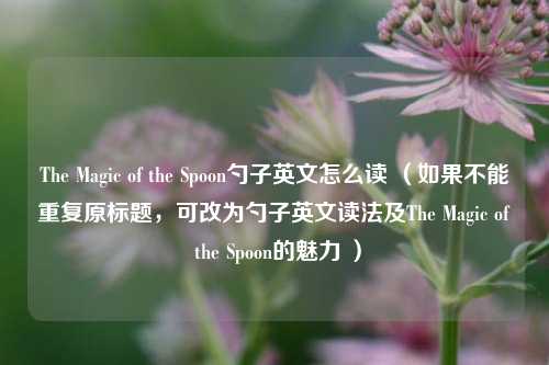 The Magic of the Spoon勺子英文怎么读 （如果不能重复原标题，可改为勺子英文读法及The Magic of the Spoon的魅力 ）
