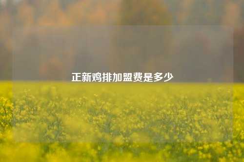 正新鸡排加盟费是多少
