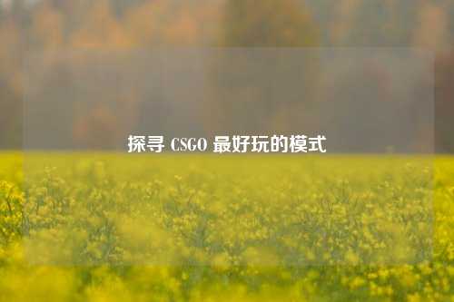 探寻 CSGO 最好玩的模式