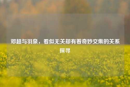邓超与羽泉,看似无关却有着奇妙交集的关系探寻