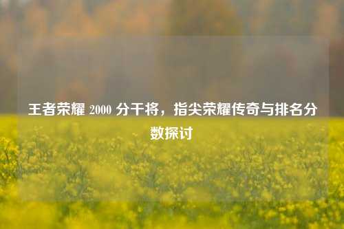 王者荣耀 2000 分干将，指尖荣耀传奇与排名分数探讨