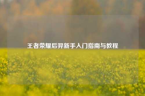 王者荣耀后羿新手入门指南与教程