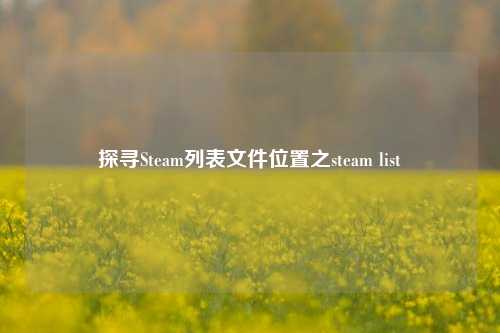 探寻Steam列表文件位置之steam list