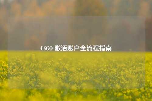 CSGO 激活账户全流程指南
