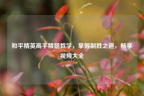 和平精英高手精髓教学，掌握制胜之道，畅享视频大全
