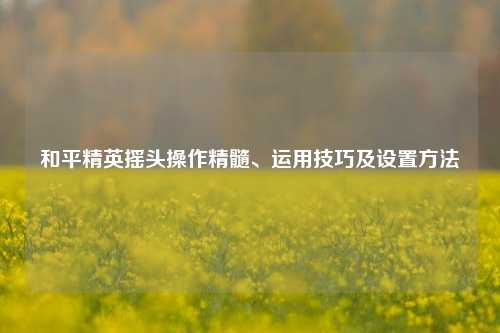 和平精英摇头操作精髓、运用技巧及设置方法