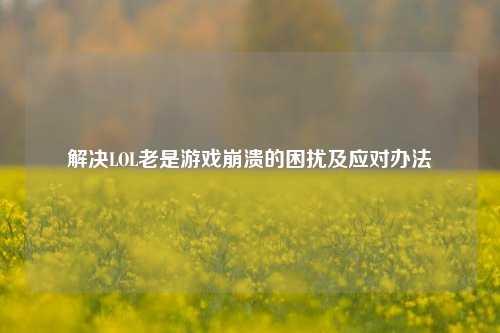 解决LOL老是游戏崩溃的困扰及应对办法