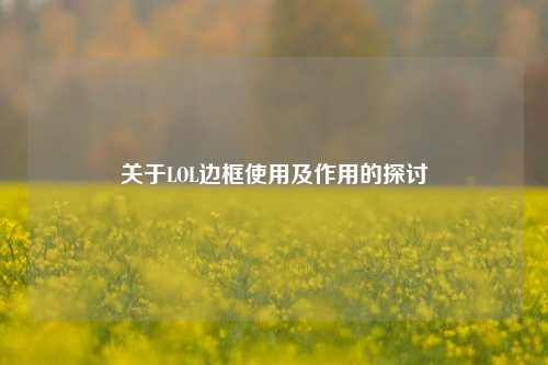 关于LOL边框使用及作用的探讨
