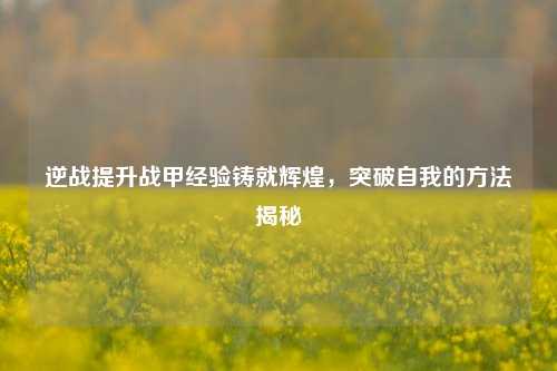 逆战提升战甲经验铸就辉煌,突破自我的方法揭秘