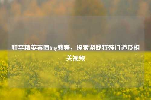 和平精英毒圈bug教程，探索游戏特殊门道及相关视频