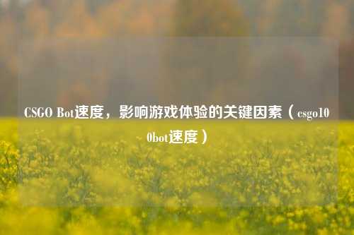 CSGO Bot速度，影响游戏体验的关键因素（csgo100bot速度）