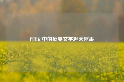PUBG 中的搞笑文字聊天趣事