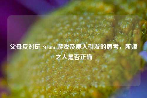 父母反对玩 Steam 游戏及嫁人引发的思考，所嫁之人是否正确