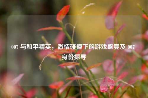 007 与和平精英，激情碰撞下的游戏盛宴及 007 身份探寻