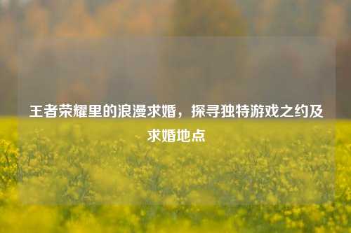 王者荣耀里的浪漫求婚，探寻独特游戏之约及求婚地点