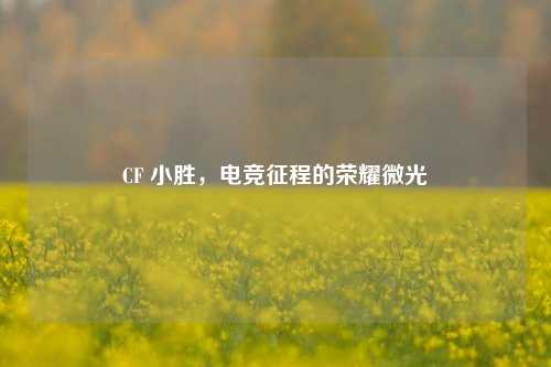 CF 小胜，电竞征程的荣耀微光