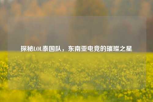 探秘LOL泰国队,东南亚电竞的璀璨之星