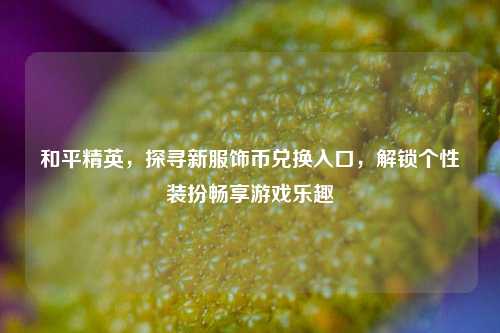 和平精英，探寻新服饰币兑换入口，解锁个性装扮畅享游戏乐趣