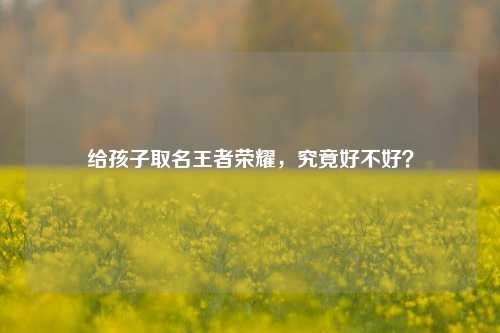给孩子取名王者荣耀，究竟好不好？