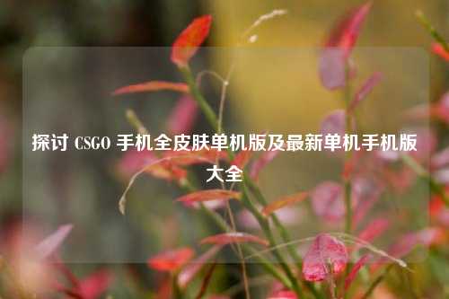 探讨 CSGO 手机全皮肤单机版及最新单机手机版大全